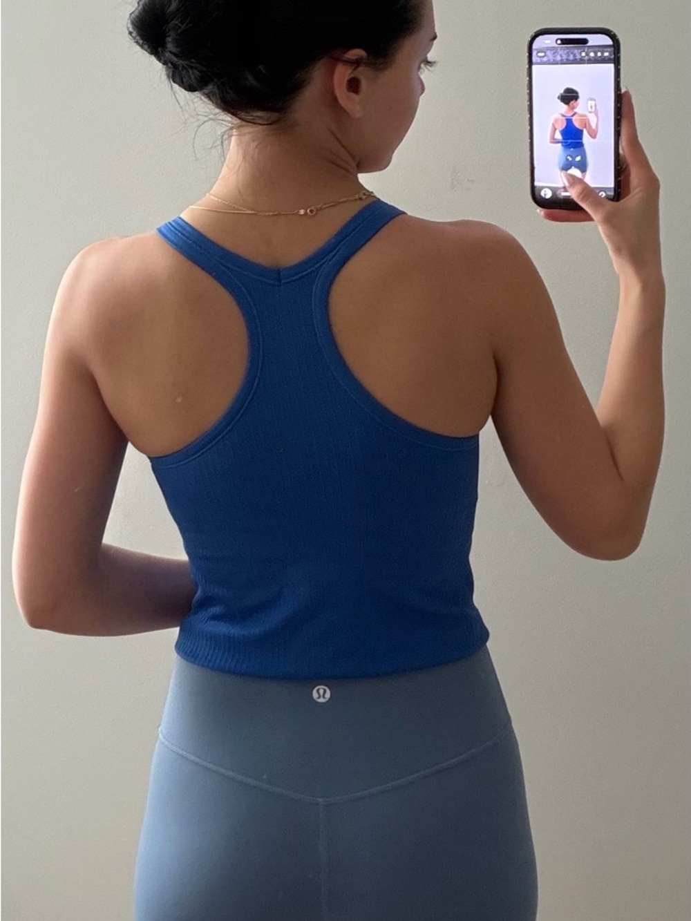 Blue Ribbed Tank Top - Picture 2 of 2
